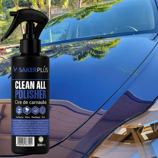 CLEAN ALL POLISHER – طلاء حماية فائق للسيارات بتركيبة شمع الكرناوبا | لمعان مذهل، مقاومة للماء، ولمسة نهائية تدوم طويلاً