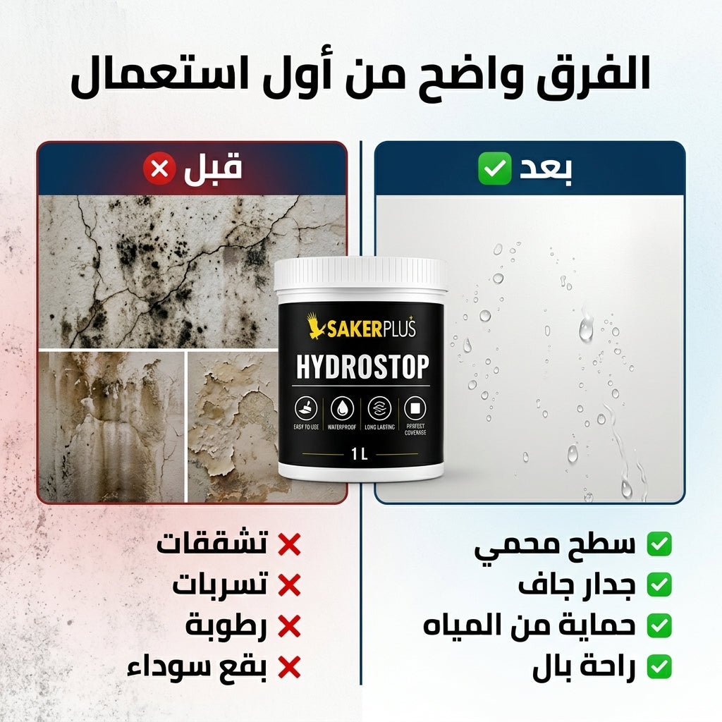 HYDROSTOP – أقوى عازل مائي غير مرئي لكل الأسطح